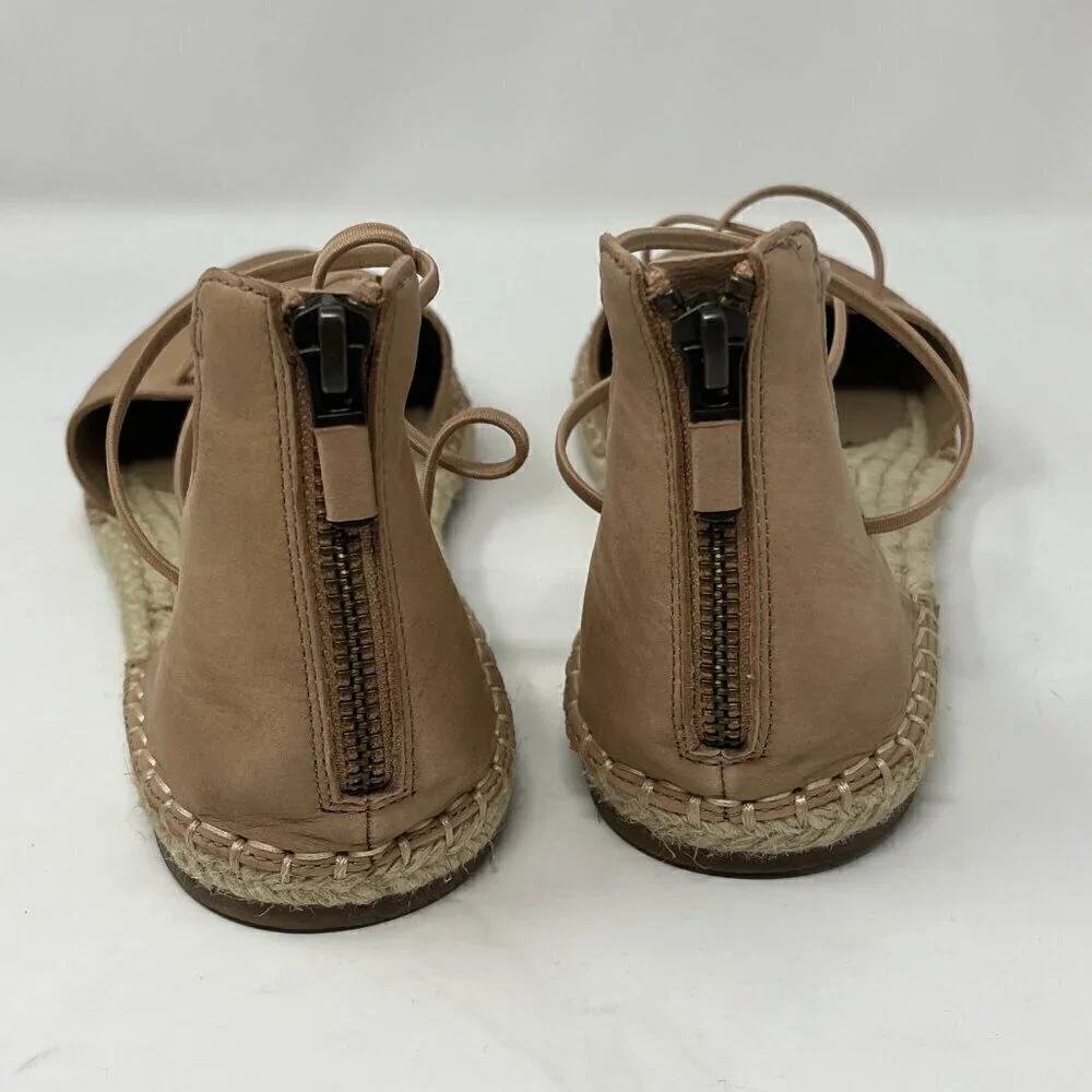 Eileen Fisher espadrille leather flats 8 women nude peach